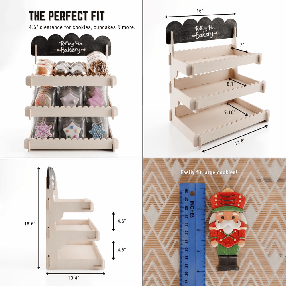 HOTCAN Cookie Display with Acrylic Front & Wooden Cookie Display