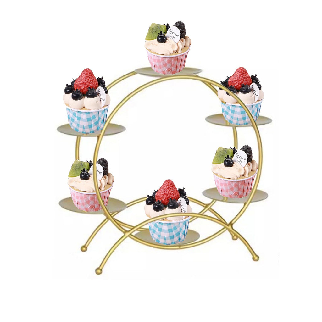 Gold 6-Tier Ferris Wheel Metal Display Rack Tabletop Organizer Gold-Large size