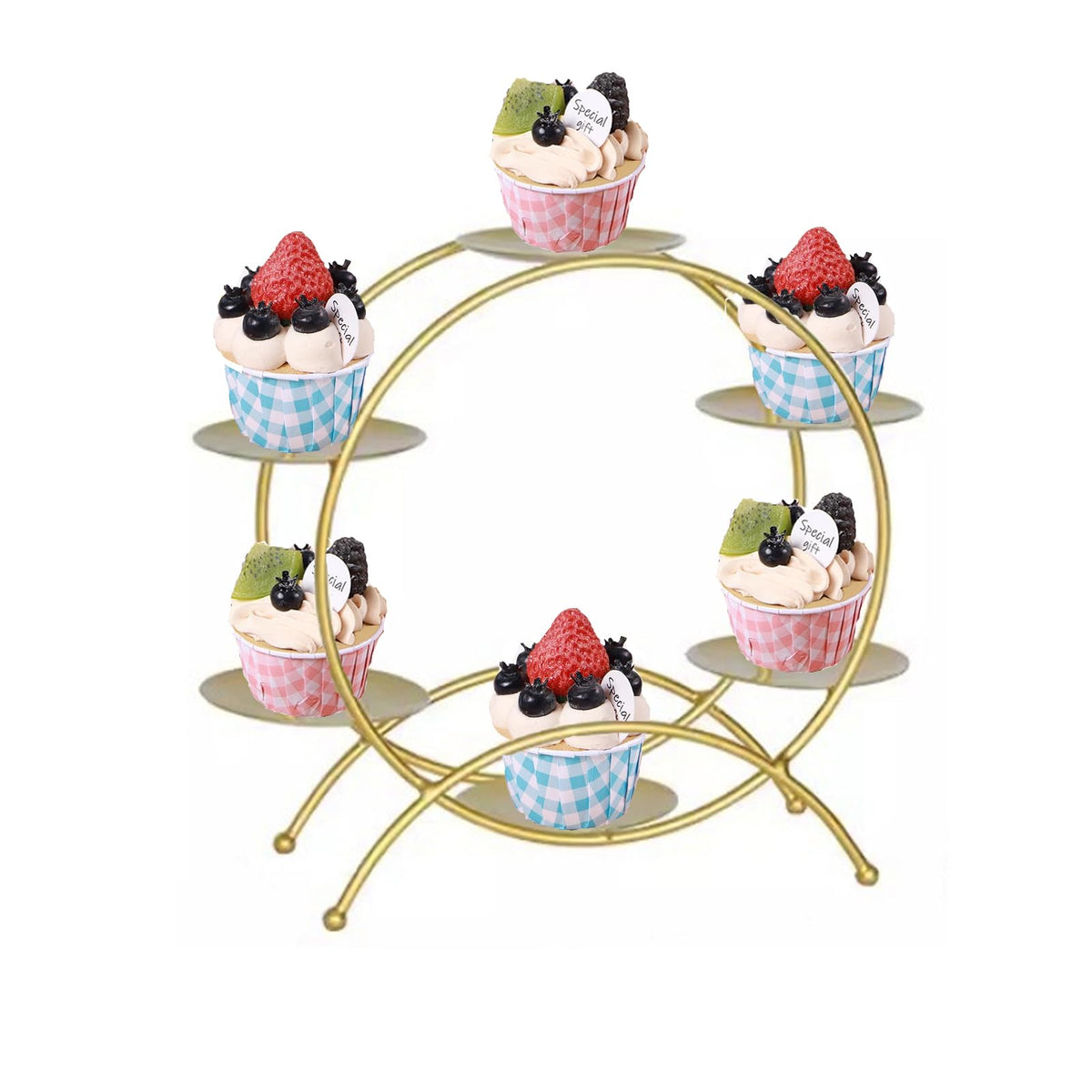 Gold 6-Tier Ferris Wheel Metal Display Rack Tabletop Organizer Gold-Large size
