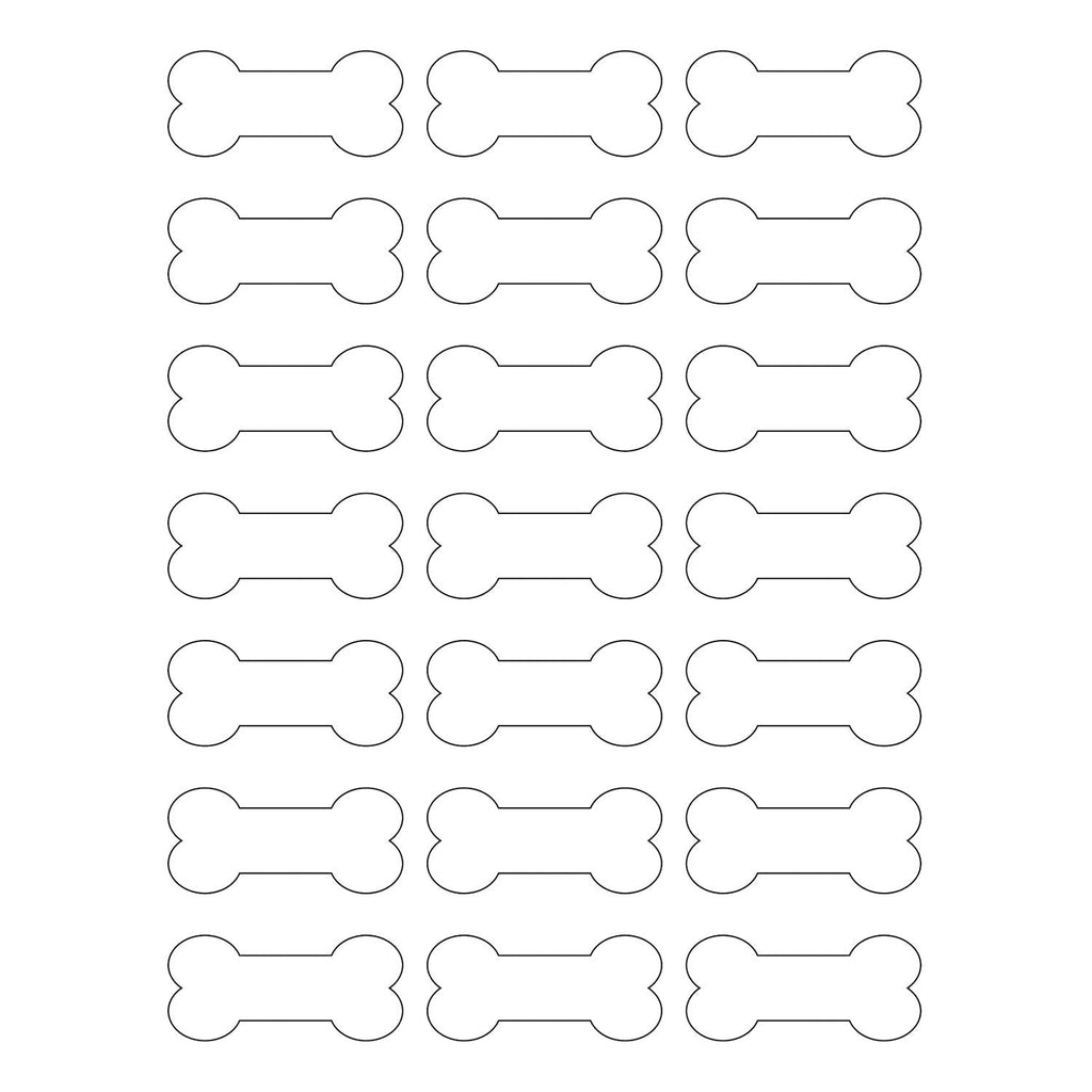 105 Dog Bone Shaped Printable Labels, 2.4 x 1.1 inches 105 Labels Uncoated White