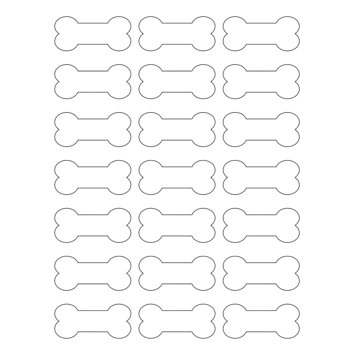 105 Dog Bone Shaped Printable Labels, 2.4 x 1.1 inches 105 Labels Uncoated White
