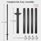 6'6'' Heavy Duty Metal Sign Post, Steel Round Signs Pole with Ground Spike, Adjustable Sign Mounting Brackets, Baked Enamel Finish for Yard, Parking, Traffic Signs(1 Pack, 80'') 78-Inch-Black 1-Pack