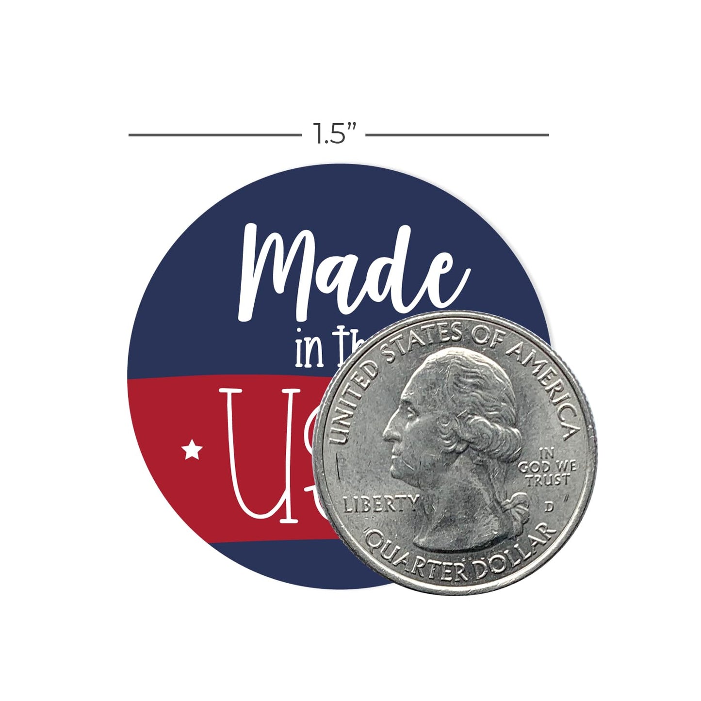 Cute Made in The USA Stickers/Red White and Blue Design/Roll of 500 American Circle Labels/Patriotic 1.5" Small Business Stickers