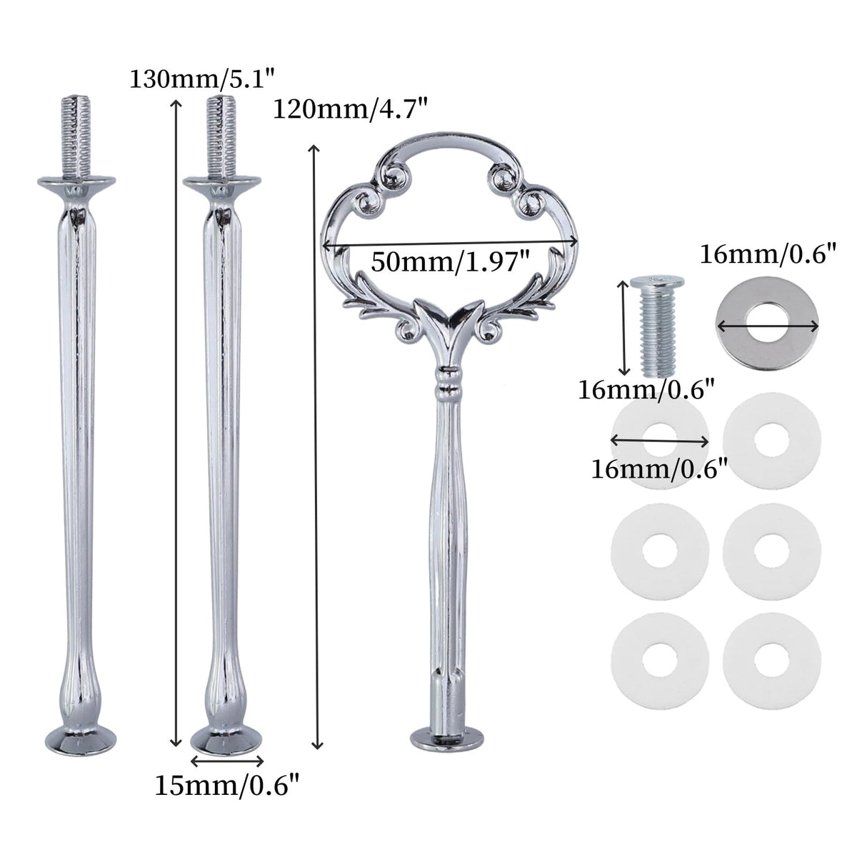 Quluxe 4 Pcs 3 Tier Cake Plate Stand Handle Fitting Hardware
