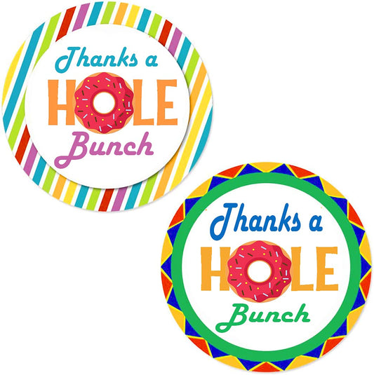 Thanks a Hole Bunch Donut Stickers Labels, 2 Inch Donut Themed Birthday Party Thank You Stickers for Baby Shower Birthday Party Decorations (210 Labels)