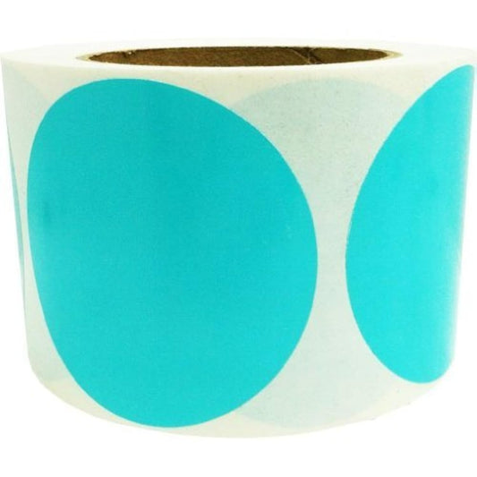 Teal Color Coding Dot Labels 3" Inch Round - 500 Colored Circle Inventory Stickers Per Roll