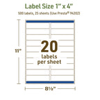 Avery Dissolvable Rectangle Labels, Sure Feed Technology, 1" x 4", Matte White, Laser/Inkjet Printable, 500 Labels Total, Freezer-Safe, Microwave-Safe, Refrigerator-Safe