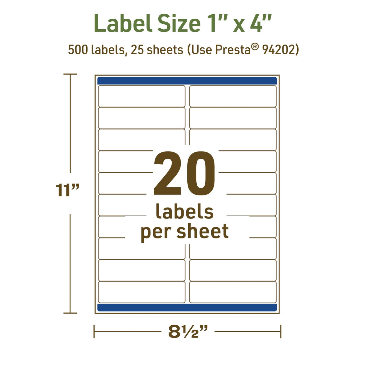 Avery Dissolvable Rectangle Labels, Sure Feed Technology, 1" x 4", Matte White, Laser/Inkjet Printable, 500 Labels Total, Freezer-Safe, Microwave-Safe, Refrigerator-Safe