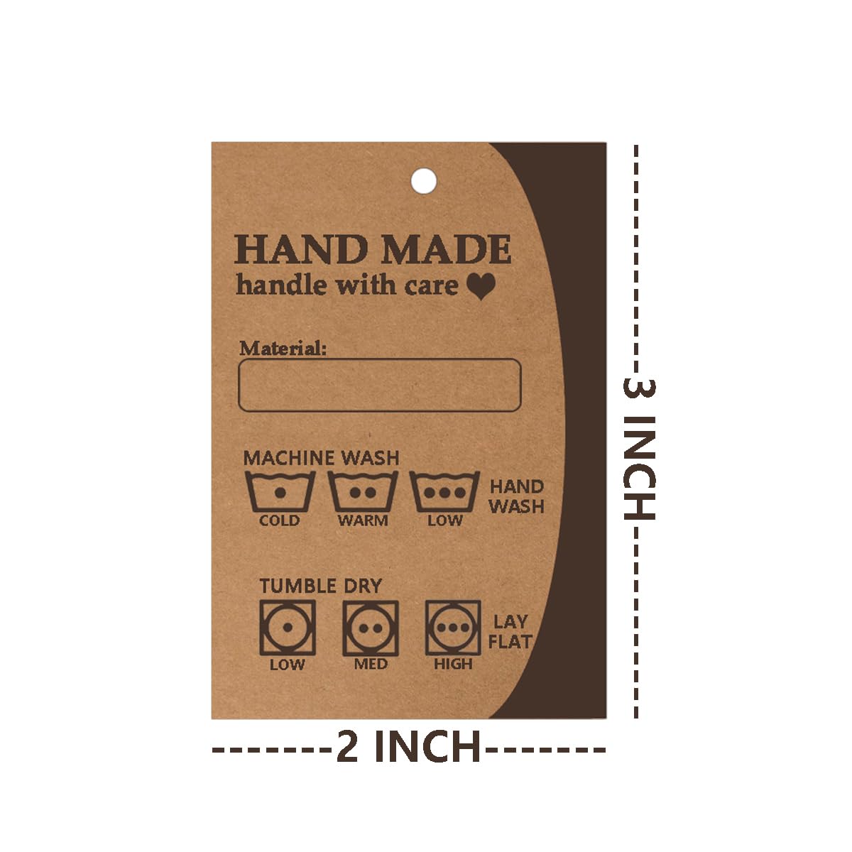 Clothes Washing Instructions Hang Tag Material Care Cards,2x3 Inch Handmade Care Instruction Tags,50 Pcs