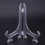 10pcs Clear Plastic Plate Holders, Foldable Adjustable Display Stand for Plates Picture Frames Dinnerware, with Support Stable Hook (17.5cm) 17.5cm