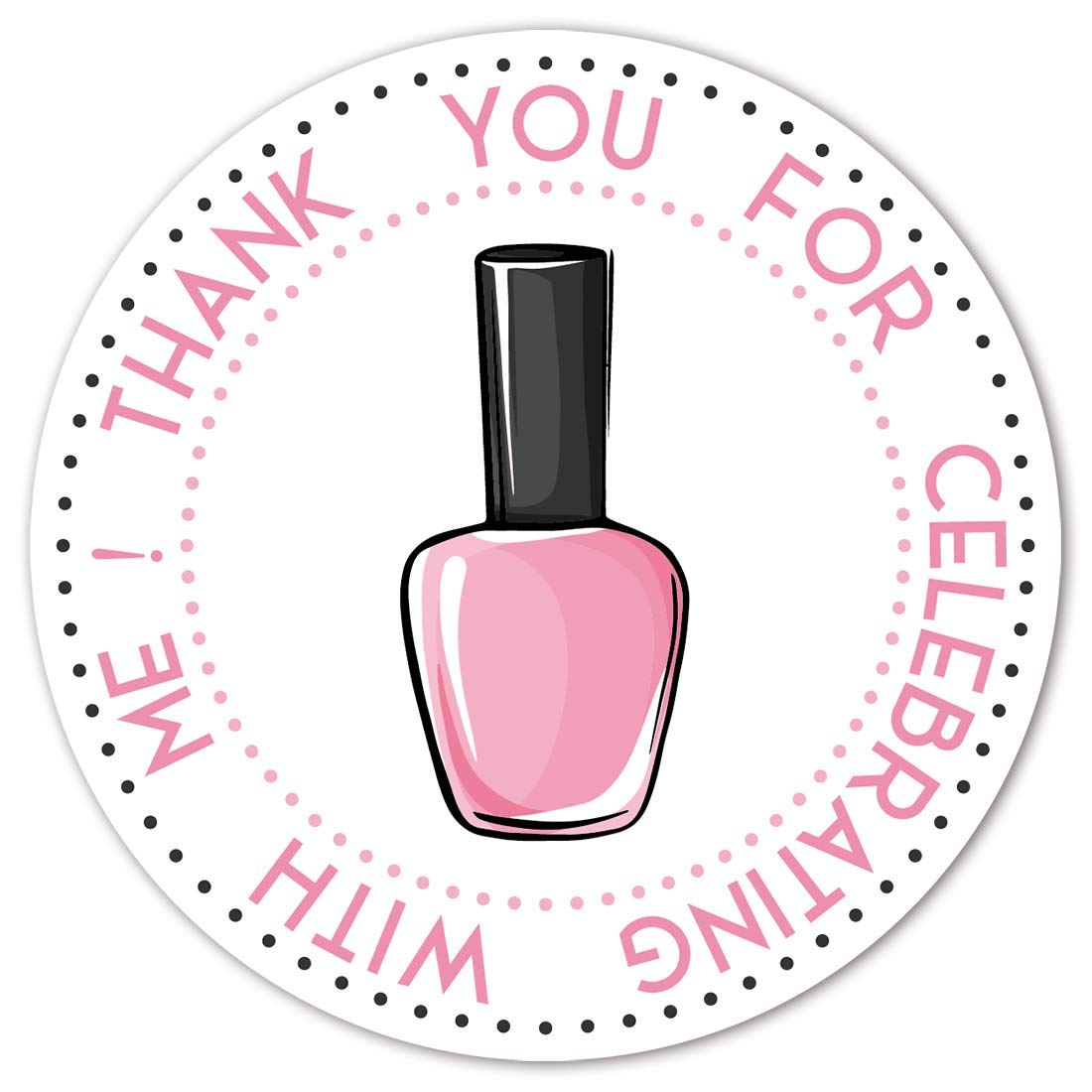 Nail Spa Party Thank You Stickers, 40-Pack 2" Girl Birthday Favor Sticker Labels, Decorations