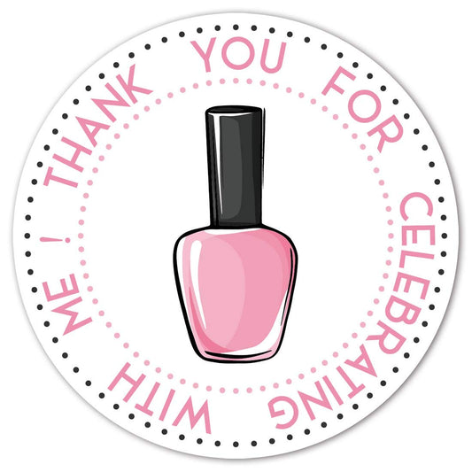Nail Spa Party Thank You Stickers, 40-Pack 2" Girl Birthday Favor Sticker Labels, Decorations
