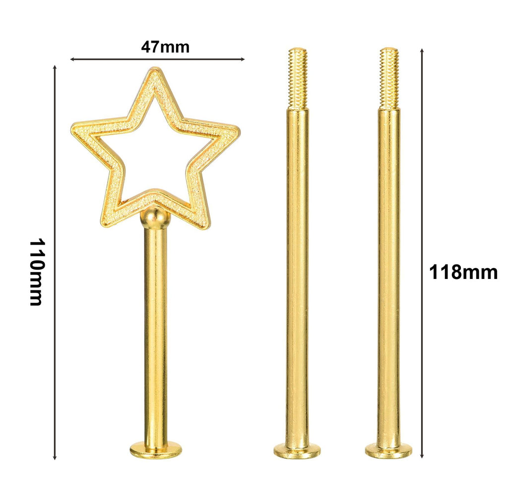 3 Tier Cake Tray Stands Zinc Alloy Cake Stands Fitting Holder Rod Stand Handle Cupcake Stand Hardware Handles DIY Making (Golden Star) Golden Star