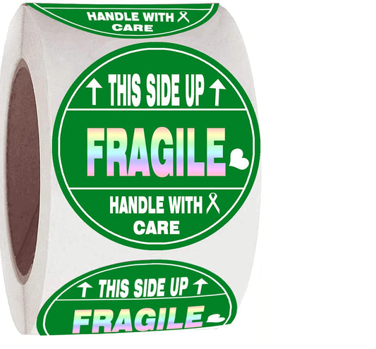 This Side Up Fragile Handle with Care Stickers,Fragile Stickers for Shipping and Packing,Shipping Labels,2 x 2 Inch 500 Total Labels.