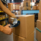 WOD SNC-389 3" Mousetrap Low Noise Carton Sealing Packaging Tape Silent Gun Dispenser with Safety Blade Cover - Ideal for Noise Sensitive Environments: Fits Up to 3 in. Wide (Holds 3 in. Core) For 3 Inch Tape Blue/Gray