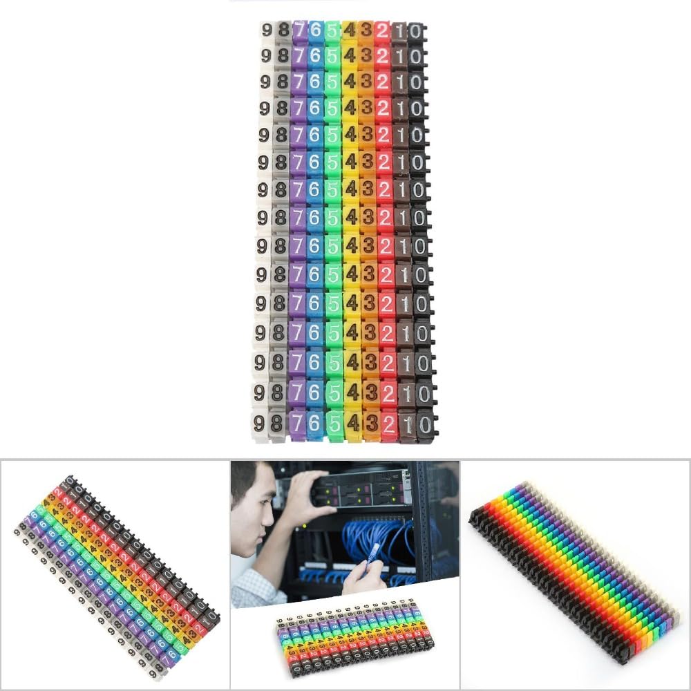 150 Pcs Digital Wire Number Tubes 1.5mm² – Clip-On Cable Markers for Electrical Wiring Identification, Color-Coded Plastic Labels