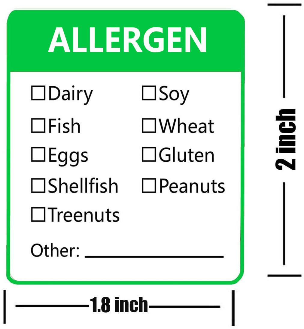 Remarkable Allergen Warning Stickers Labels - 1.8 X 2 Inch Fluorescent Green Food Rotation Labels Removable Allergen Warning Label 500 Adhesive Allergy Stickers