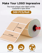 2" White Round Label Stickers Roll with Brown Thermal Labels for Shipping Label Printer