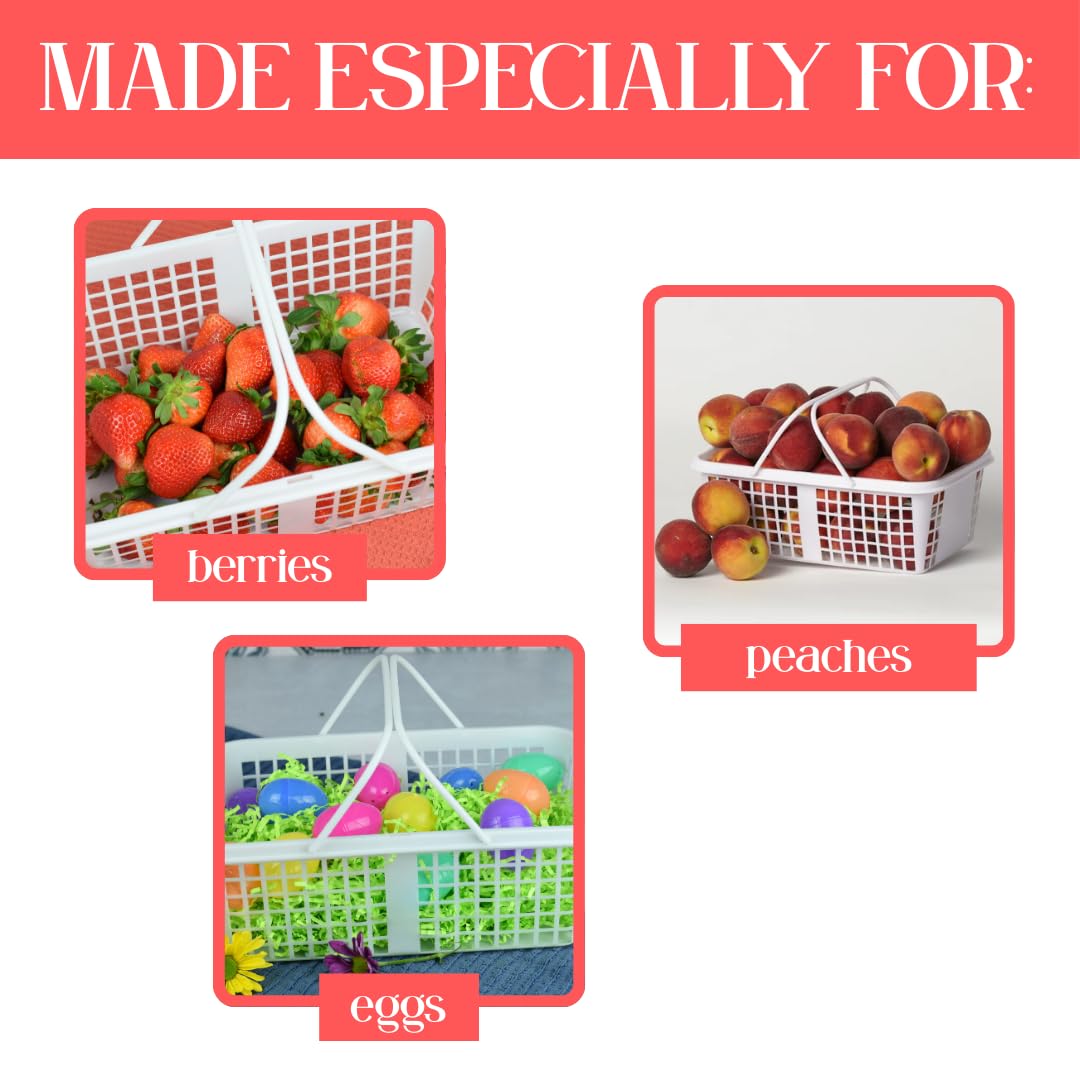 6-Quart Plastic Garden Harvest Baskets with Handles, 6 Pack