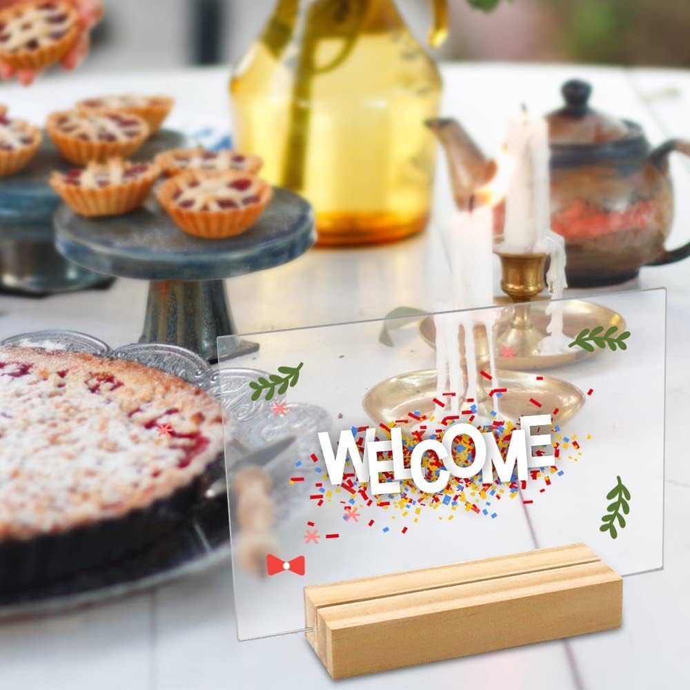 8 Pack 5x7 Acrylic Sign Holder with Wood Stands