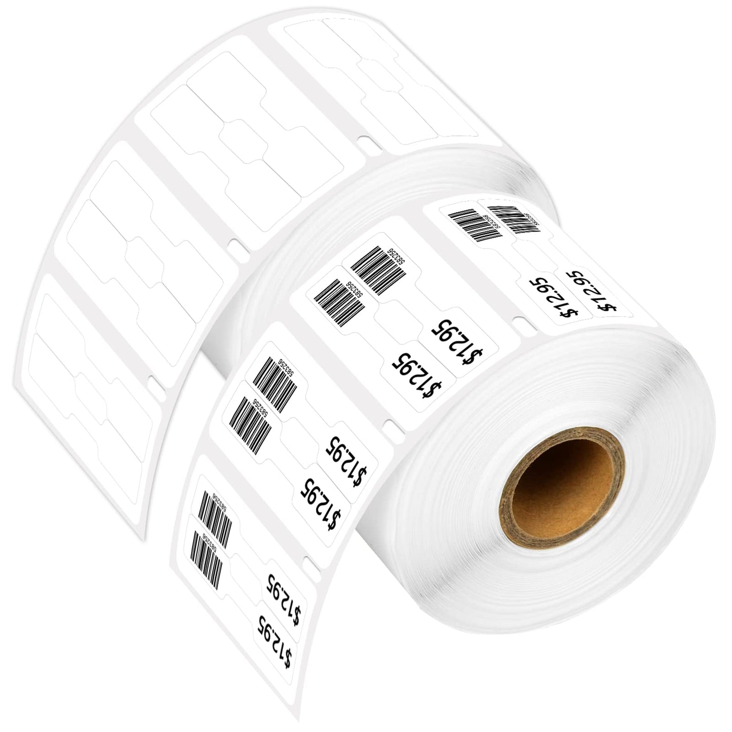 [2 Roll, 1500 Labels/Roll] Compatible for Dymo 30299 3/8" x 3/4" White Self-Adhesive Barbell Style Jewelry/Price Tag Labels for LabelWriter 300 310 450 Duo 4XL Printer [NOT FIT 550 & 5XL] 2