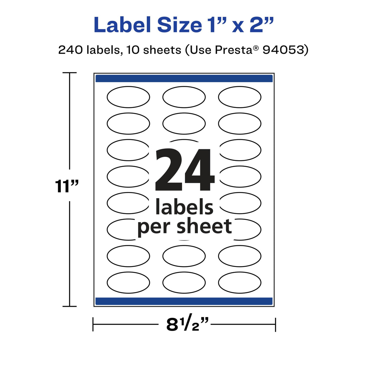 Avery® Glossy Clear Oval Labels, Sure Feed® Technology, 1" x 2", 240 Glossy Clear Labels, Print-to-The-Edge, Laser/Inkjet Printable 240 labels