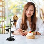 Cabilock Iron Ice Cream Cone Holder Stand 5-Hole Black