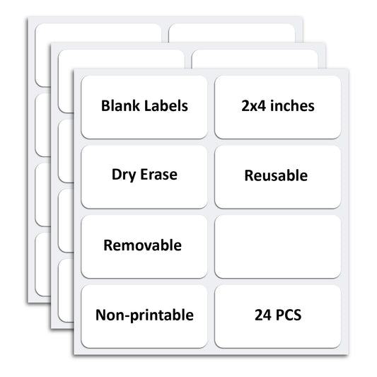SVNOOC Multi-Use Removable Labels, Dry Erase Labels Stickers, White, Non-Printable, Blank Labels, Reusable Sticky Notes (2x4 inches) 2x4 inches