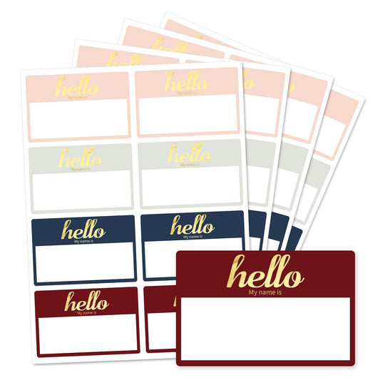 3.5" x 2.25" Name Tag Stickers (Gold Foil),200 Pcs Hello My Name is Stickers Large for Party Family Home School Office (200) 200 Name Tags 3.5*2.25 Inch