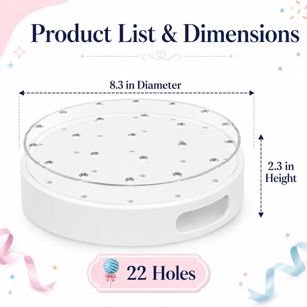 2 Pack Cake Pop Stand, Clear Acrylic 22 Hole Candy Display Stand, Double-Layer Round Lollipop Holder with Handles for Birthday Party Dessert Table, Wedding