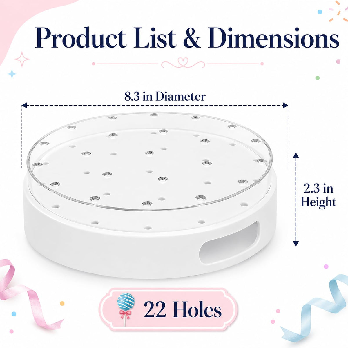 2 Pack Cake Pop Stand, Clear Acrylic 22 Hole Candy Display Stand, Double-Layer Round Lollipop Holder with Handles for Birthday Party Dessert Table, Wedding
