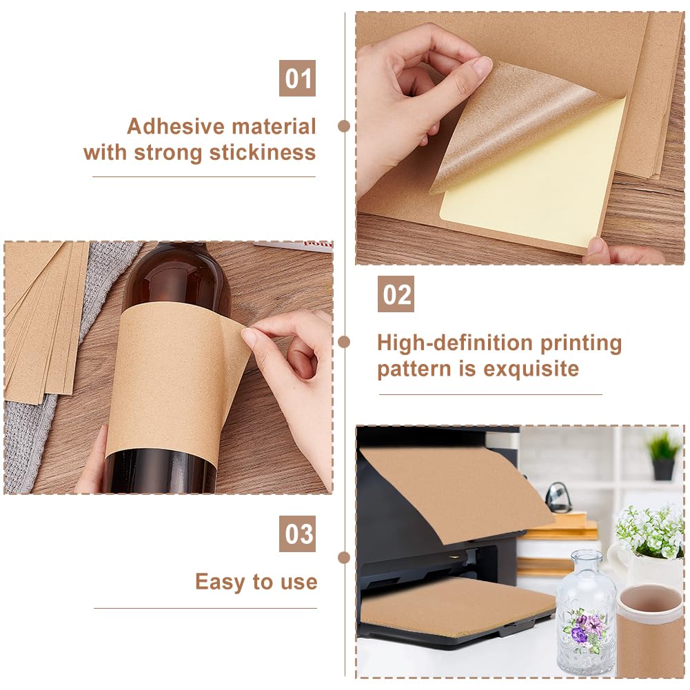 PH PandaHall 20 Sheet/80pcs Adhesive Wine Bottle Labels Custom Wine Label Stickers 3.9×4.9" Brown Blank Label Stickers Bottle Label Covers for Wine Wedding Engagement Anniversary Cocktail Party 3.9×4.9"