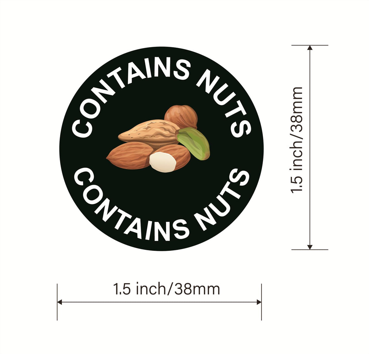 1.5inch 300pcs Contains Nuts Food Allergy Sticker for Restaurant,Bakery