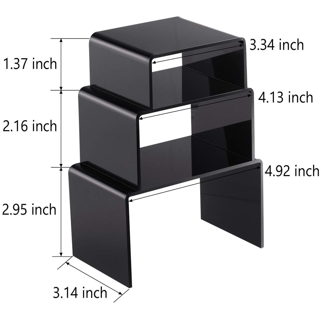 Chuangdi 2 Sets Acrylic Display Risers, Figure Stand, Black, Small Set