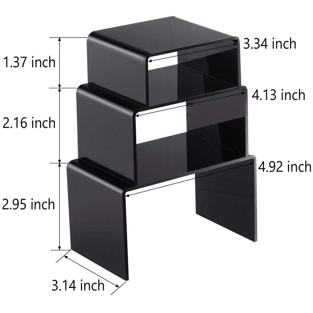 Chuangdi 2 Sets Acrylic Display Risers, Figure Stand, Black, Small Set