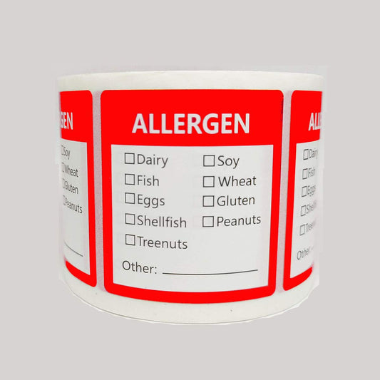 Fluorescent Red Allergen Warning Stickers Labels - 1.8 X 2 Inch Food Rotation Labels Removable Allergen Warning Label 500 Adhesive Allergy Stickers