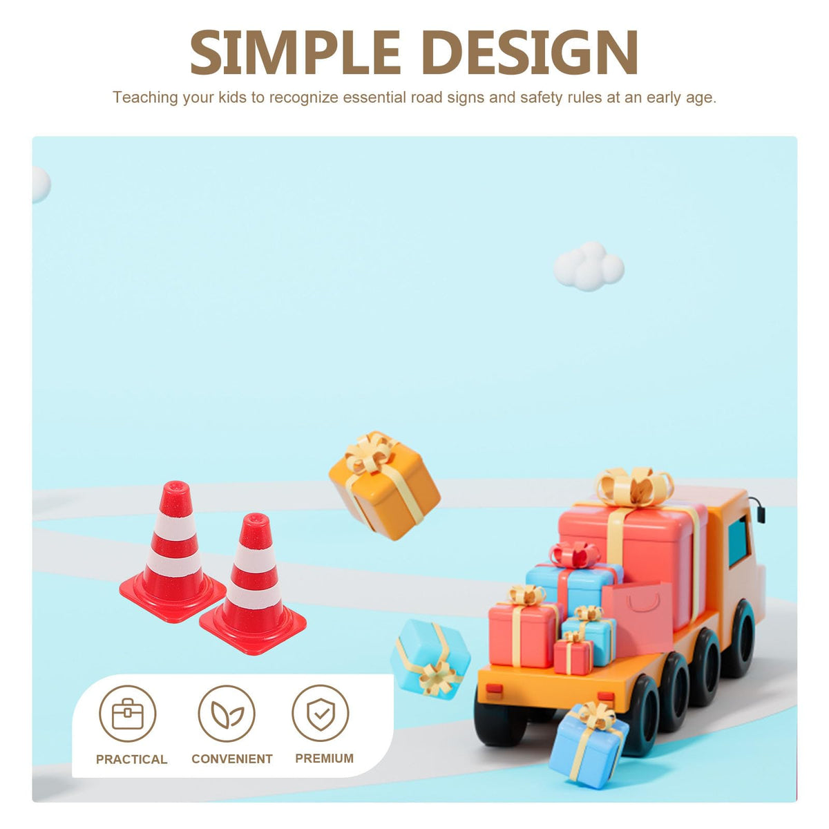 ibasenice 62PCS Mini Traffic Barricade Toy Construction Set – Realistic Plastic Road Signs & Cones for Kids’ Safety Learning, Dollhouse Street Play, Classroom STEM Education