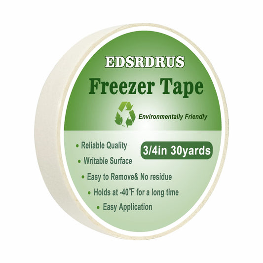 Freezer Tape to Write On 3/4in x 90ft Low Temperature Resistance Removable No Residue Freezer Tape for Food Containers Refrigerator Food Labels Container Labels 3/4in*30yars White