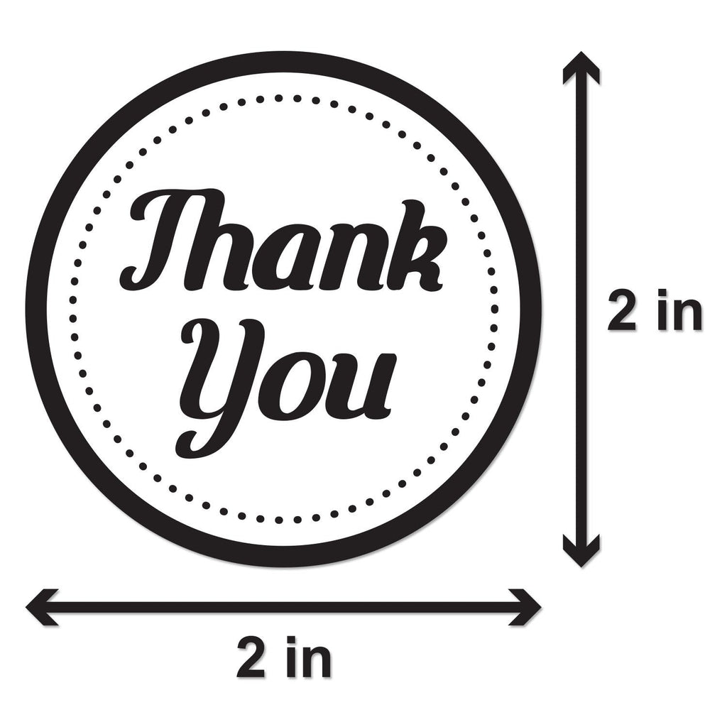 Thank You Stickers, 2 inch Round, Black & White, 300 Labels 1 Roll