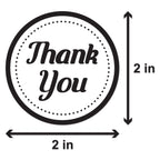 Thank You Stickers, 2 inch Round, Black & White, 300 Labels 1 Roll