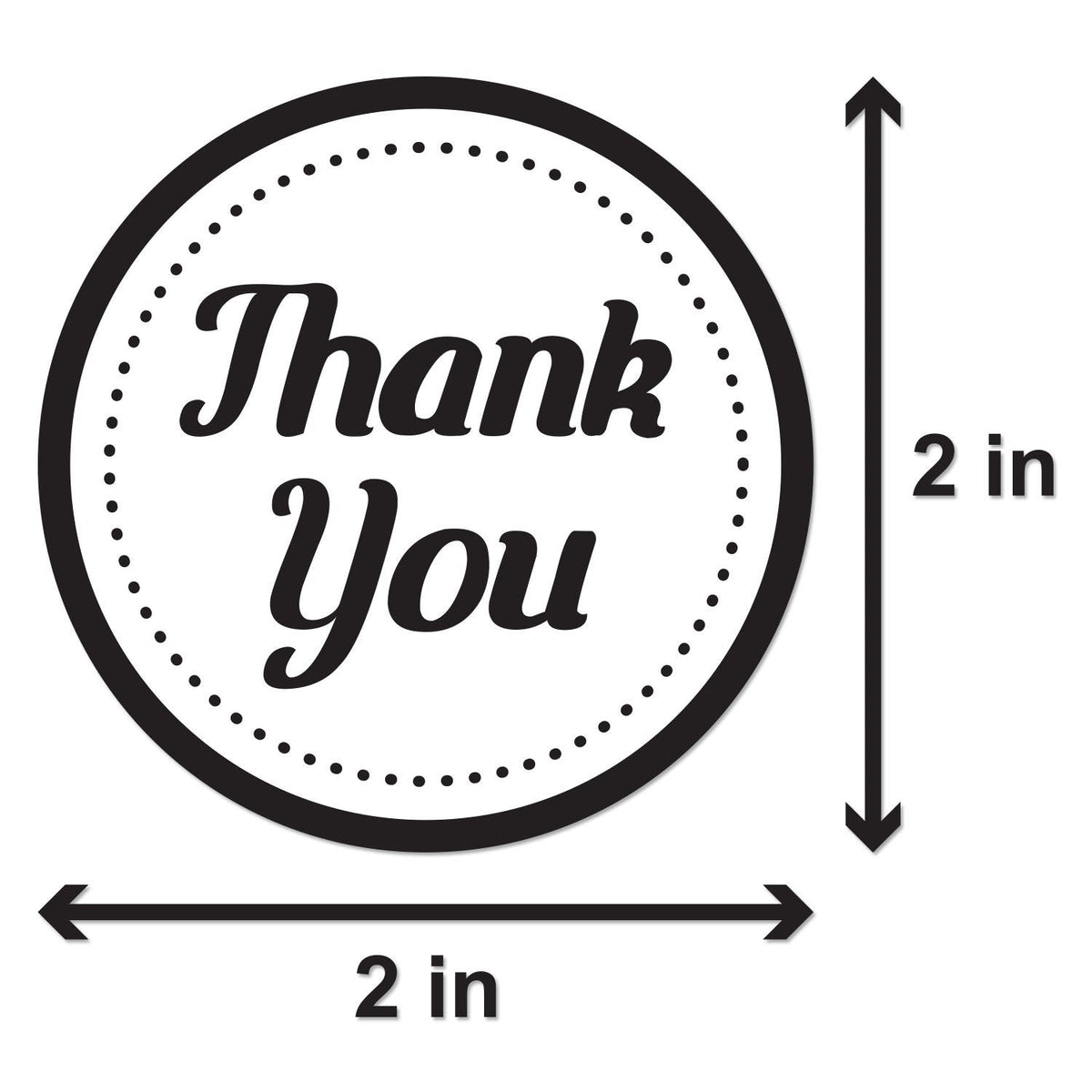 Thank You Stickers, 2 inch Round, Black & White, 300 Labels 1 Roll