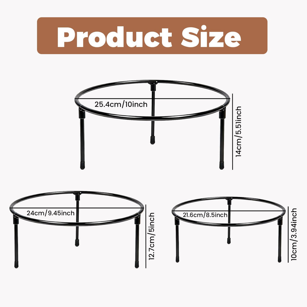 3 Pcs Black Metal Wire Pizza Pan Holder, 3 Size Pizza Stand
