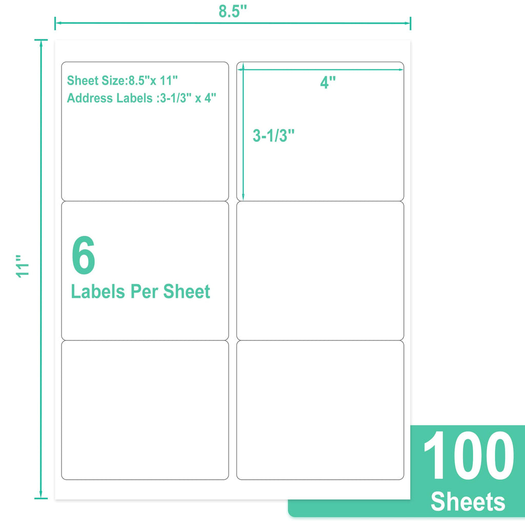 L LIKED 3-1/3"x4 Printable Matte Sticker Labels 600 Labels 100 Sheets