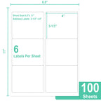 L LIKED 3-1/3"x4 Printable Matte Sticker Labels 600 Labels 100 Sheets