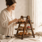3 Tier Wooden Serving Platter，Fruit Bread Display Bowl Tray，Farmhouse Decor