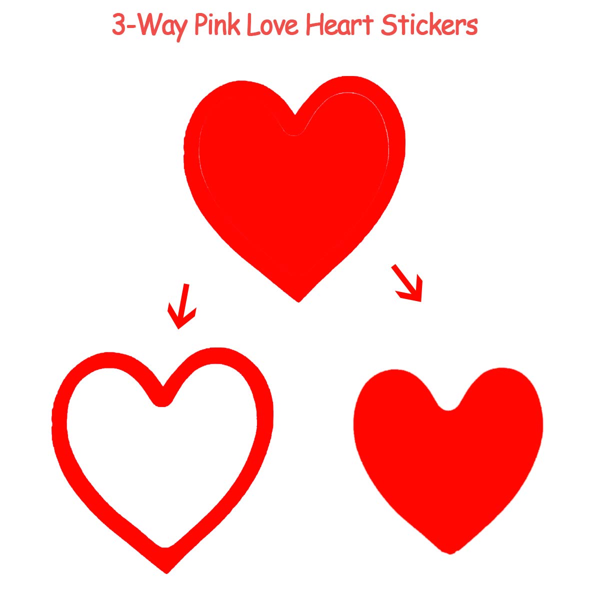 Red Heart Shape Happy Mother's Day Stickers Red Heart Shape Tanning Adhesive Stickers,Wedding Party Back to School Favor Labels, 1.5 Inch and 1.25 Inch DIY Labels for Scrapbooking, 500 Pcs Per Roll