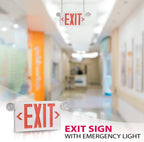LED Exit Sign with Emergency Lights Dual Exit Lamp, 90 Min Battery Backup White Housing & Red Letter 1 PACK