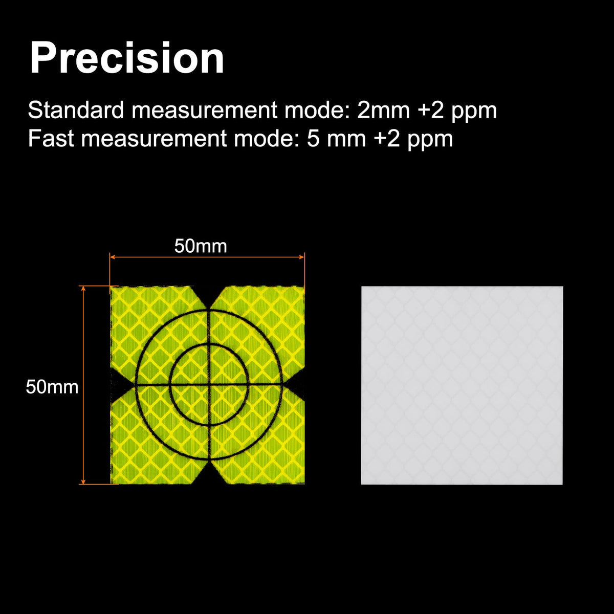 HARFINGTON 100pcs Survey Reflector Sheets 50x50mm Self-Adhesive Reflective Tape Survey Target Mark for Total Stations, Green 100 50mm x 50mm