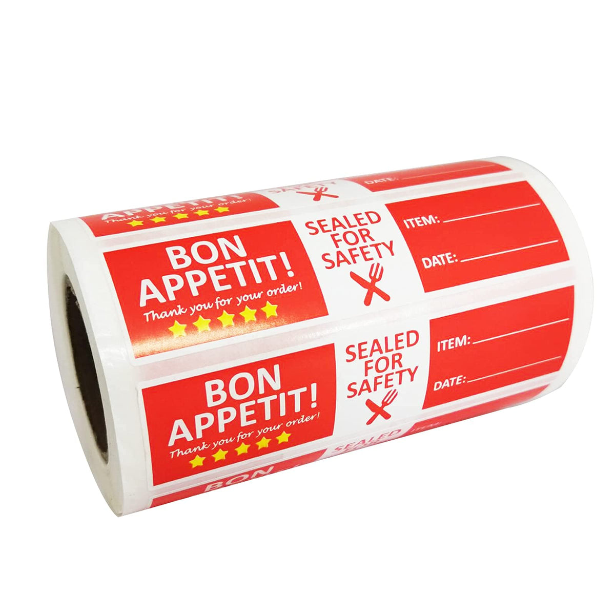 Top label Bon Appetit Food Delivery Sticker,Tamper Evident Labels,Food Safety Stickers for Freshness,4x1 Inch,500 Pcs