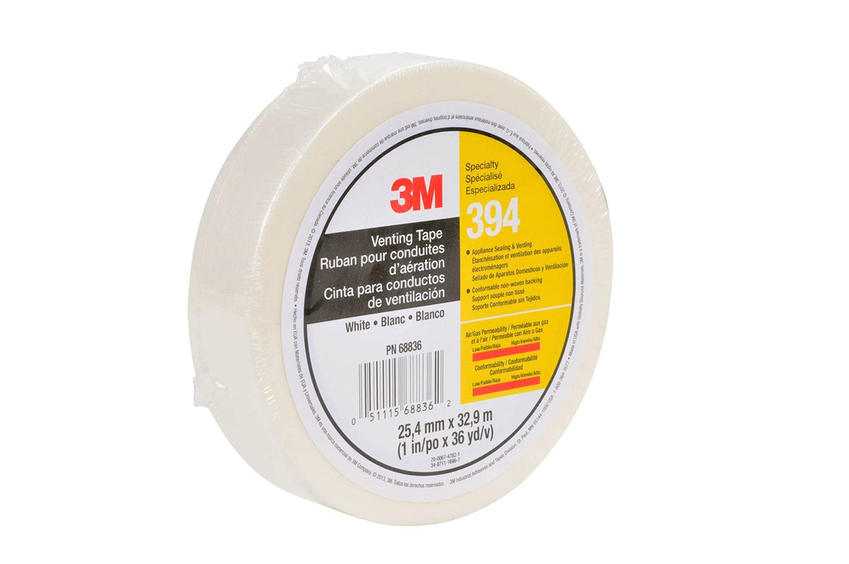 3M Vent Tape 394, White, 1 in x 36 yd, 4 mil